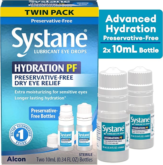 Systane Hydration Multi-Dose Preservative-Free Eye Drops Dry Eye Relief, 0.34 fl oz, Twin Pack (Pack of 2)