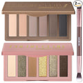 SUSIKEKI 2PCS 6 Colors Mini Eyeshadow Palette Makeup with Brush Set Neutral Nude Eye Shadow Brown & Olive-colored Matte Shimmer Make Up Pallet with Mirror Highly Pigmented Travel Size Gift Kit