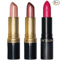 Revlon Super Lustrous 3-Piece Lipstick Gift Set, High Impact, Multi-Finish in Cream, Pearl & Matte, 755 Bare It All (Cream), 610 Gold Pearl Plum (Pearl), 023 Cherries in the Snow (Matte) (Pack of 3)
