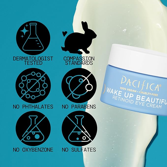Pacifica Wake Up Beautiful Retinoid Eye Cream – Anti-Aging Under Eye Cream for Fine Lines & Wrinkles, Infused w/Retinoid, Melatonin & Mushrooms for Puffiness, Dark Circles & Eye Bags Daily Treatment