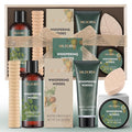 Birthday Spa Gift Set for Her - 6Pcs Bath and Body Kit with Shower Gel, Body Lotion, Bath Salt, Scrub, Massage Stick - Whispering Woods Spa Basket for Women Mom Wife Girlfriend