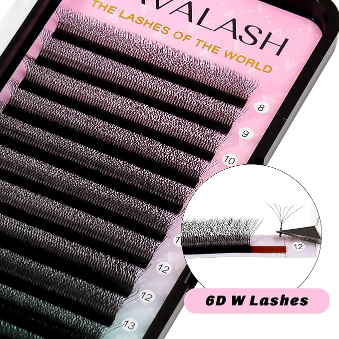 VAVALASH 6D W Shape Eyelash Extension 6D Premade Fans 0.07 D Curl Volume Lash Extensions Easy Fanning False Lashes Matte Black Volume Premade Cluster W Lashes(W Shaped-6D-0.07-D-15mm）