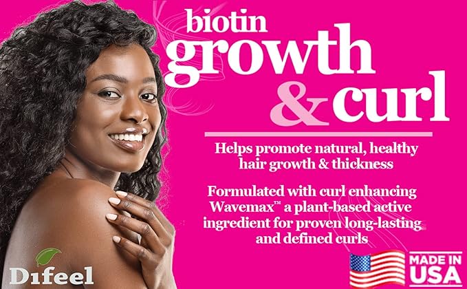 Difeel Growth and Curl Biotin Shampoo 33.8 oz. - Curly Hair Shampoo for Hair Growth, Natural Curl Shampoo