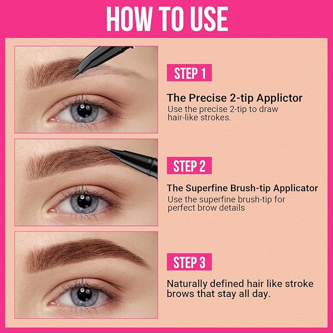 iMethod Curved Eyebrow Pen - 2-in-1 Dual-Ended Eyebrow Pencil with Curved Tip and Precise Brush-Tip, Microblading Eyebrow Pen for Natural Hair-Like Brows, Long Lasting, Reddish Brown