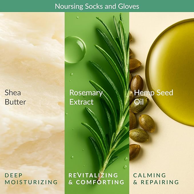 Epielle Nourishing Hand Mask 6 Pairs, Repair and Soften with Hemp & Rosemary Extract, Deep Moisturizing Gloves for Dry, Cracked Hands, Self Care Gifts for Women, Spa Kit, Mothers Day Gifts