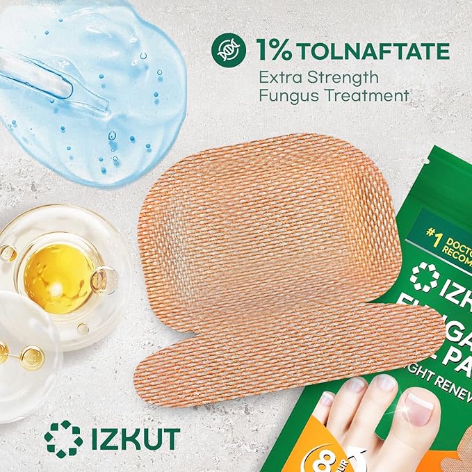 Toenail Fungus Treatment Extra Strength: Nail Fungus Treatment Patches for Toenail and Fingernails - 8-Hour Nighttime Renewal with 1% Tolnaftate - 32 Patches