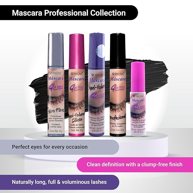 Mascara Professional Collection for Amplified Volume Complete Lash Length Deep Ebony Shade and Enduring All-Day Glamour Pack of 5