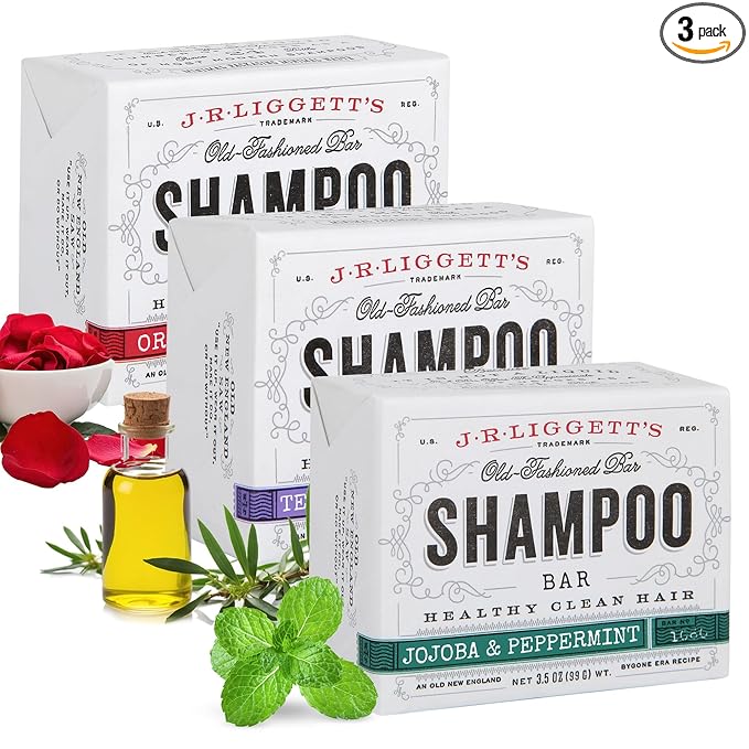 J·R·LIGGETT'S Shampoo Bar - Herbal Formula, All Natural Bar Shampoo for Hair with Coconut Oil & Castor Oil, Sulfate Free, GMO Free, Antioxidant-Rich Plant Oils, Promotes Scalp Balance, 3.5 oz - 1 Pack