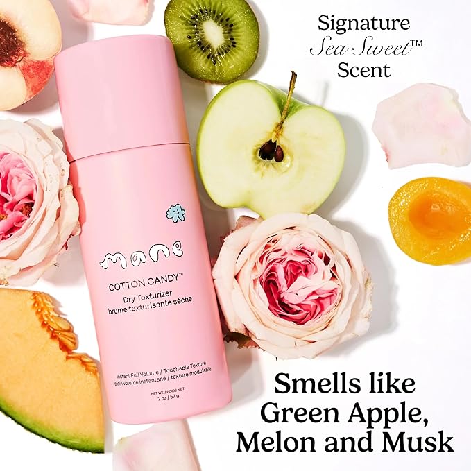 Mane Cotton Candy Travel Size Dry Texture Spray - Volumizing Spray for Fine Hair - Lightweight Hair Styling Spray with Root Lift & Soft Tousled Texture - Heat Protection 380°F - No White Cast (2 Oz)