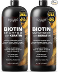 Biotin Shampoo and Conditioner Set with Keratin - Sulfate-Free Advanced Anti-Thinning, Hair Growth Shampoo and Conditioner Combo Repair Formula - with DHT Blockers, for Men & Women - 16 fl oz each