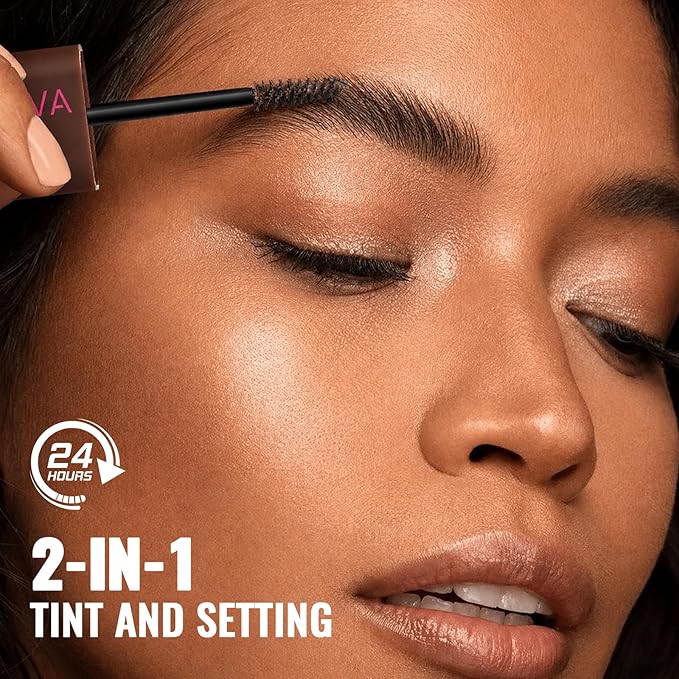 2 Pack Eyebrow Tint and Setting 2 in 1 Fluffy Volumizing Brow Mousse Kit, All Day Hold Brow Dye Gel with Brush For Natural Full-Looking Eyebrow Makeup