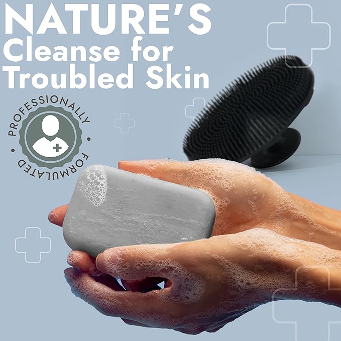Antifungal Soap Pack of 2 | Medicated Jock Itch Treatment, Fights Ringworm & Athlete's Foot | Antifungal Soap Includes Scrubber for Deeper Cleansing & Exfoliation | Tea Tree Oil 1% Tolnaftate