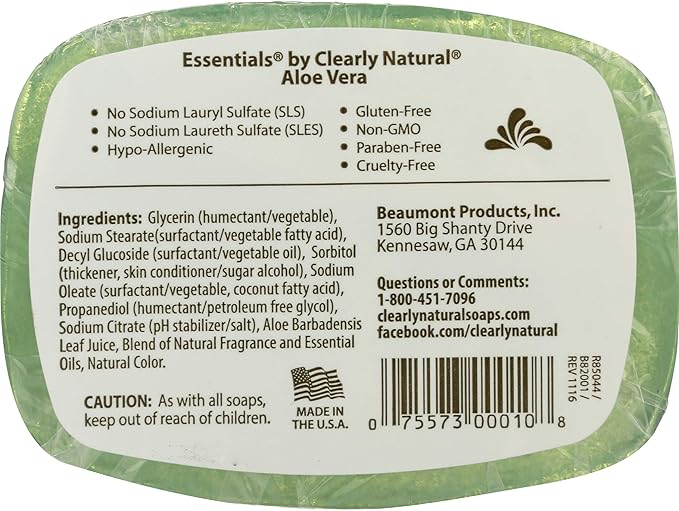 Clearly Natural Essentials Aloe Vera Pure and natural glycerine soap 4 oz