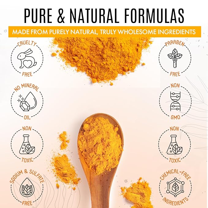 Healov Turmeric Skincare Set - Turmeric Skin Care Products Brightening & Acne - Turmeric Skin Care Kit, Turmeric Skin Care Set - Turmeric Cleanser, Body Scrub, Face Cream & Facial Serum
