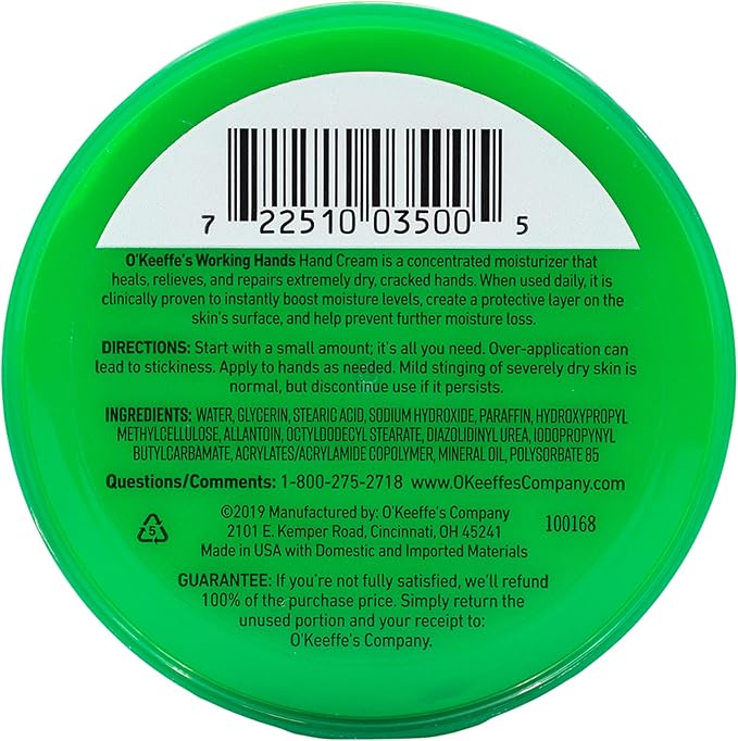 O'Keeffe's K0350002-10 Working Hands Hand Cream in Jar (10 Pack), 3.2 oz