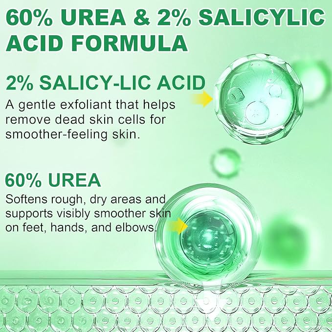60% Urea Cream with 2% Salicylic Acid & Aloe vera Cracked Heel Stick, Long-lasting Moisture, Repair Cracked Heels, Deep Moisturizing Heel Balm with Aloe Vera, Coconut Oil, Tea Tree Oil, 1.41 oz / 2PCS