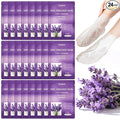 TEAWOO 24 Pairs Moisturizing Foot Masks with Lavender Oil & Jojoba Oil, Intensely Hydrating Foot Mask for Dry Cracked Feet, Moisturizing Socks for Cracked Heel Treatment