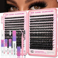 Manga Lash Clusters Kit, 392 Pcs Fluffy Eyelash Clusters Extensions 150D+150D D Curl Individual Wispy False Eyelashes Kit with Lash Bond, Lash Remover, Lash Tweezers, Lash Brush (Lash Clusters10-18mm)