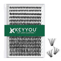 KEYYOU Lash Clusters 300pcs Individual Lashes, 40D 0.07C Curl 9-18MIX DIY Eyelash Extension, Soft & Natural Volume Cluster Lashes with Large Tray