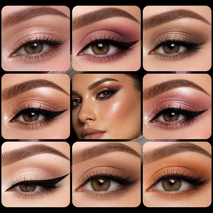 UCANBE Baked Eyeshadow & Blush Palette, High Pigmented Blendable Matte Shimmer Rose Pink Eye Shadow & Cheek Makeup Palette, Rotating Compact Design Makeup Gift, 02 Whispered Rose