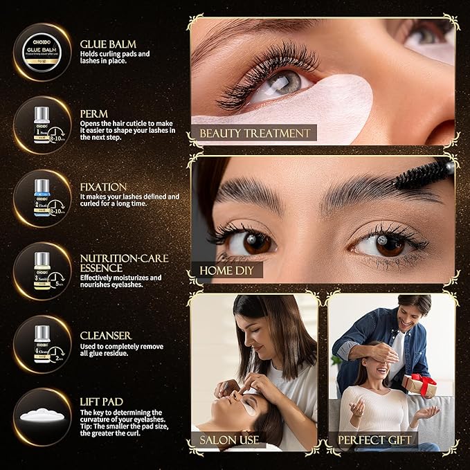 Lash Lift Kit - Eyebrow Lamination Kit, Eyelash Perm Kit, Professional Eyelash Curling Lash Extension & Eyebrow Lift 2 in 1 Kit, Easy to Use at Home Diy & Salon, Lasts For 6-8 Weeks (Black)