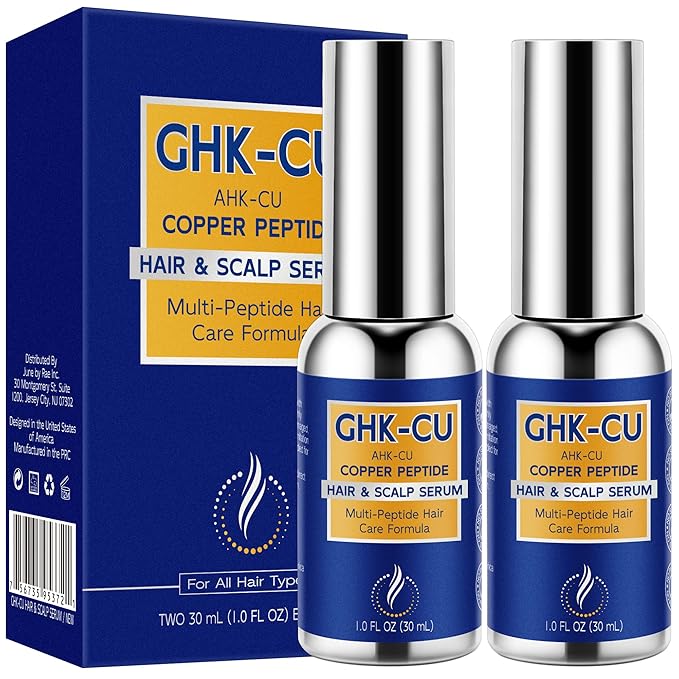 GHK-CU Peptide Hair Serum with Copper Peptides for Hair Growth Support, Lightweight Non-Greasy Scalp Serum for Thicker, Fuller-Looking Hair