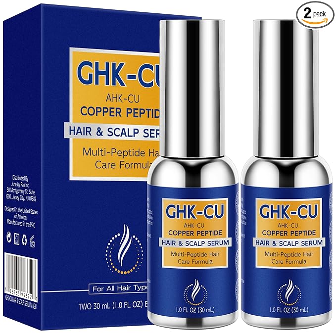 GHK-CU Peptide Hair Serum with Copper Peptides for Hair Growth Support, Lightweight Non-Greasy Scalp Serum for Thicker, Fuller-Looking Hair