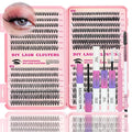 Lash Clusters Kit, 560 Pcs Eyelashes Clusters Kit 9-16mm Individual Lash Extension Kit D Curl Fluffy Wispy False Eyelashes (20D+30D+40D+50D, Lash Clusters Kit)