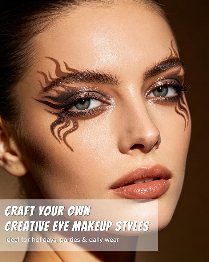 2 PCS Brown Eyeliner Pencil Set, Matte & Glitter Gel Eyeliner Pencil kit, Waterproof & Smudge-proof Waterline Eye Liner Pen Beauty Makeup for Mature Women, Girls, Daily, Party, Halloween-Brown Set