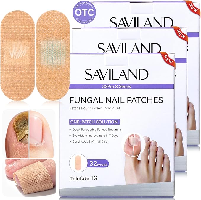 SAVILAND Extra Strength Fungal Nail Patches FSA-HSA: 96 Patch 8H Overnight Repair 1% Tolnaftate Toenail Treatment Nighttime Nail Renewal Restores Damaged Nails Discolored Thick Yellow