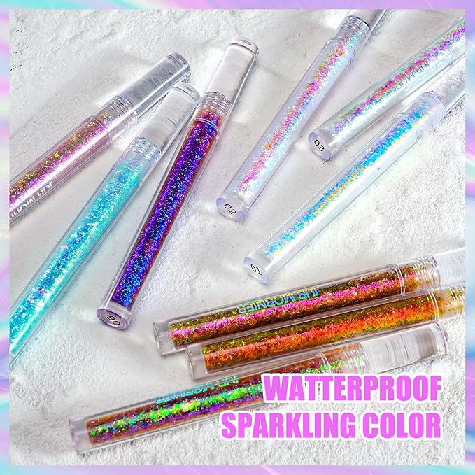Multichrome Liquid Eyeshadow Set,3 Colors Multi-Dimensional Eye Liner Makeup,High Pigment Waterproof Metallic Eye Shadow,Ultre Fine Tip Glitter Eyeshadow (A01+A02+A03)