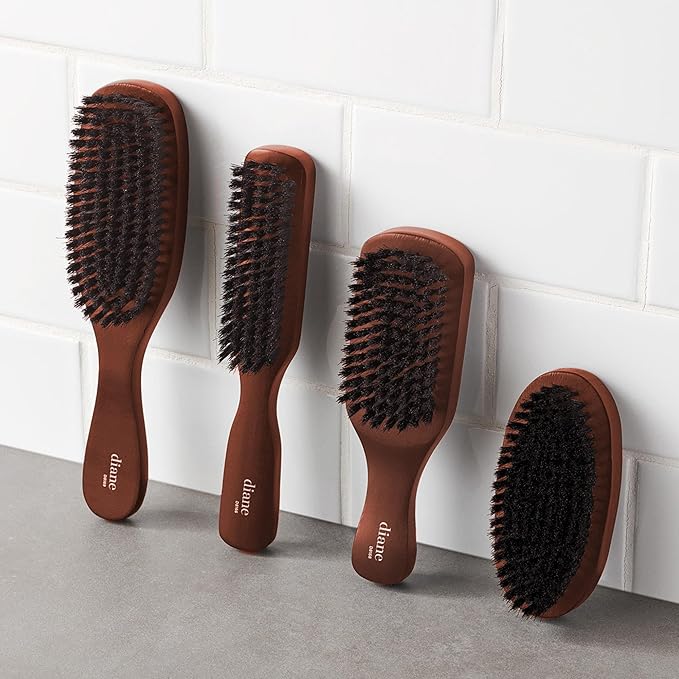 Diane Reinforced Boar Bristle Military Wave Brush for Men and Barbers – Medium Bristles for Thick and Curly Hair – Use for Detangling, Smoothing, Wave Styles, Restore Shine and Texture