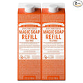 Dr. Bronner's Magic Soap-Pure-Castile Liquid Soap Refill (Tea Tree, 32 ounce, 2-Pack)-Regenerative Organic Certified Oils, For Body, Hair, Laundry, Pets & Dishes, Concentrated, Vegan, Non-GMO
