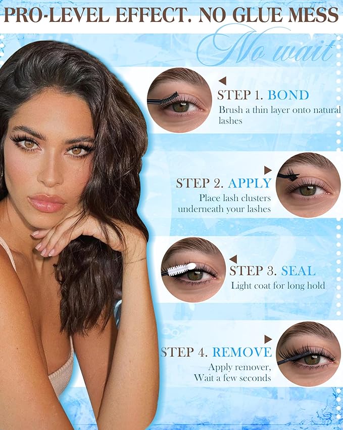 Manga Spikes Lash Clusters Kit with Remover with Bottom Lashes Wispy Cluster Eyelash Extensions Kit CD Curl Wide Eyelashes Clusters DIY Fox Eye Individual Lashes Volume Waterproof Lash Extension
