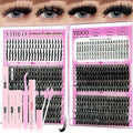 YIDUO Lash Clusters Kit with Spikes+Bottom Lashes Extensions 40D+60D+80D+100D Wispy Individual Cluster Eyelash Kit 600pcs Eyelash Cluster Extensions with Lash Bond and Seal Tweezers Remover