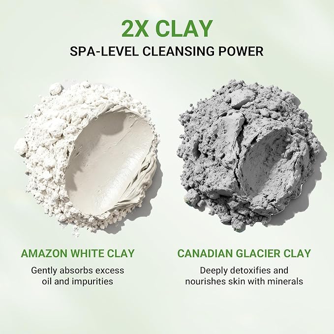 3X Acid Clay Mask with Amazonian White & Glacier Clay, Deep Cleansing Facial Skincare for Pore Minimizing Oil Control & Detox, Face Mask for All Skin Types, 3.53 oz