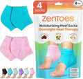 ZenToes Moisturizing Socks for Cracked Heel Treatment, Vitamin E, Olive Oil and Jojoba Oil Infused Heel Socks, Spa Gifts for Women, Mothers Day Gifts (Fuzzy Blue and Pink, Regular)