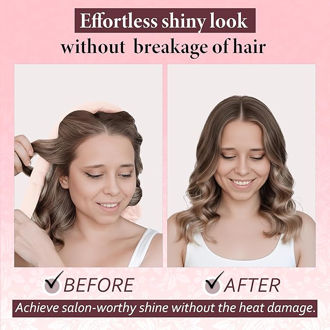 Satin Heatless Curling Set - Soft Curlers to Sleep In, Overnight Heatless Curls for Long Hair, Shoulder Length, Overnight Hair Curlers for Frizz-Free, No Heat Damage Styling, Gift for Teen Girl,Women