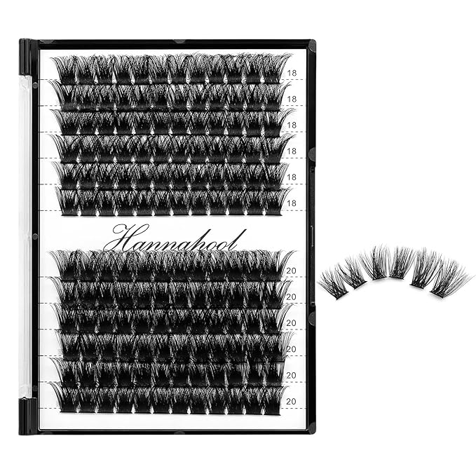 12rows-Large Tray Mixed 8-10-12-14-16mm/Mixed 14-15-16mm/Mixed14mm-16mm/Mixed 18-20mm Wide Stem Individual False Eyelashes Dramatic Black Cluster Eyelashes (mixed 18-20mm)