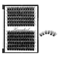 12rows-Large Tray Mixed 8-10-12-14-16mm/Mixed 14-15-16mm/Mixed14mm-16mm/Mixed 18-20mm Wide Stem Individual False Eyelashes Dramatic Black Cluster Eyelashes (mixed 18-20mm)