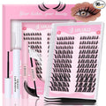 Manga Fairy Lash Clusters Kit 10–16mm–Anime FoxEye D Curl Eyelash Clusters (Left & Right WideSpan)–DIY Wet Look Lash Extension Kit with Bond & Seal, Glue Remover & Tweezers(U29 Lash Kits)