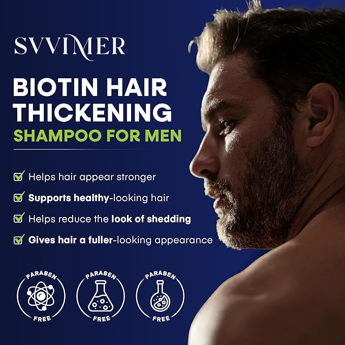 Svvimer Biotin Hair Growth Shampoo - Root Activator Thickening Shampoo for Men - With Rosemary Tea Tree Oil Caffeine For Hair Loss And Thinning Thickening - 13.5 Fl Oz