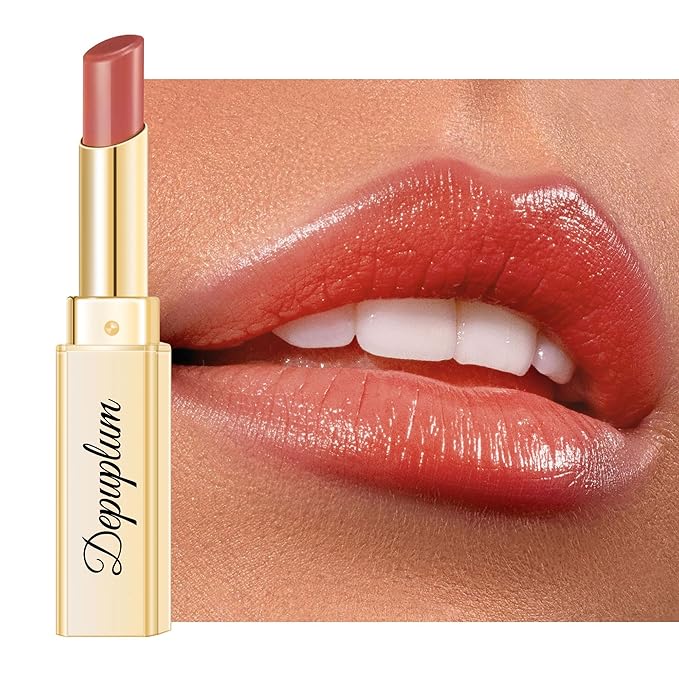 Depuplum Nude Pink Lipstick for Women Moisture Lip Gloss Tinted Lip Balm Sheer Lipsticks for Mother's Day Nourishing Hydrate Glossy Lipstick for Dry Lips,DM97 RoseNude