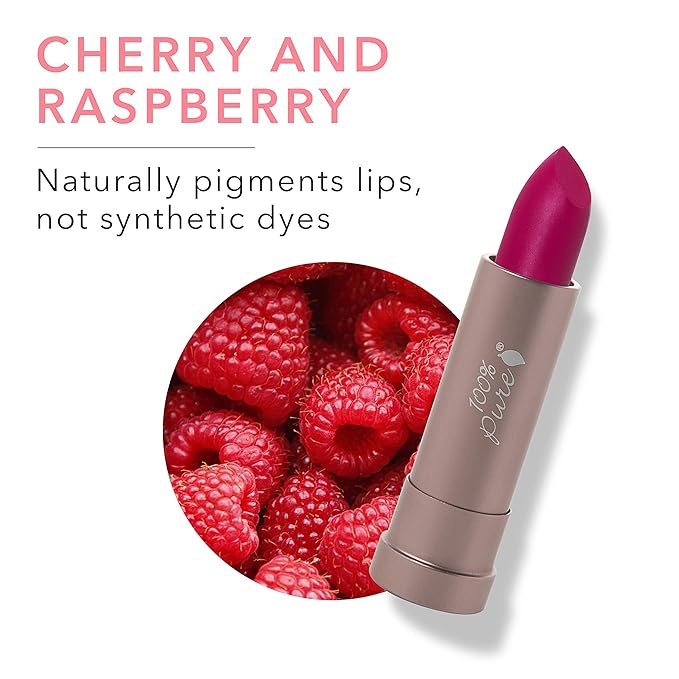 100% PURE Cocoa Butter Matte Lipstick Full Stay All Day Coverage, Lasting Moisturizing & Softening Natural Lip Color for All Skin Tones, Vegan Fruit Pigmented Marrakesh (Vibrant Fuchsia) - 0.15 oz