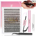 Uilulu Lash Clusters kit 9-16mm DIY Lash Extension Kit 280 30D D Curl Lash Clusters 0.07D Natural Individual Lashes Clusters False Eyelashes Wispy Eye Lash Kits Extensions Kit