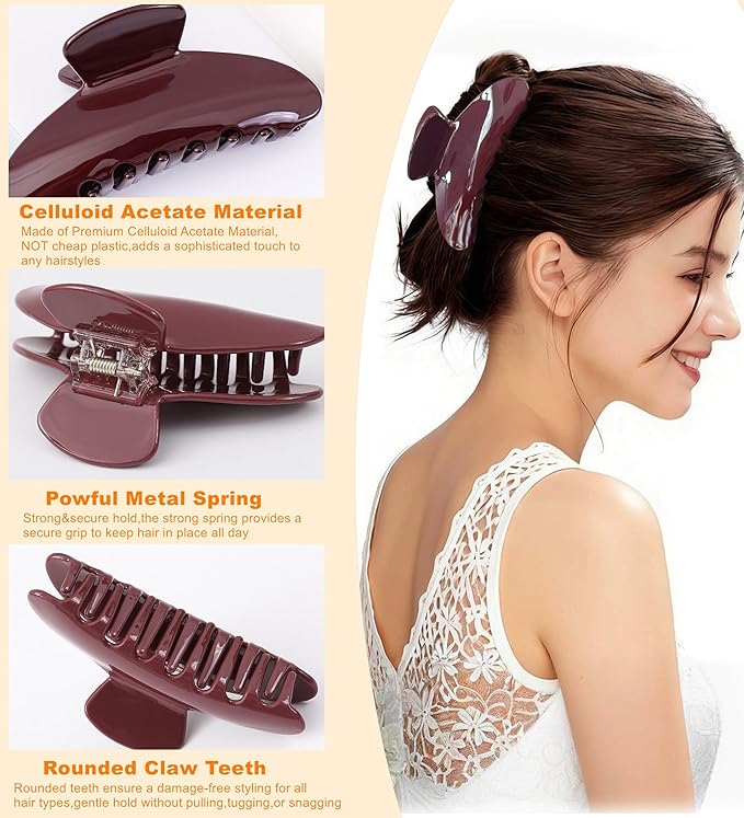 2 Pack Acetate Hair Claw Clips for Women 4 Inch Large Claw Hair Clips for Thin to Thick Hair