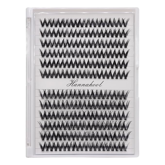 12rows-Large Tray Mixed 8-10-12-14-16mm/Mixed 14-15-16mm/Mixed14mm-16mm/Mixed 18-20mm Wide Stem Individual False Eyelashes Dramatic Black Cluster Eyelashes (MY009-10-12MM)