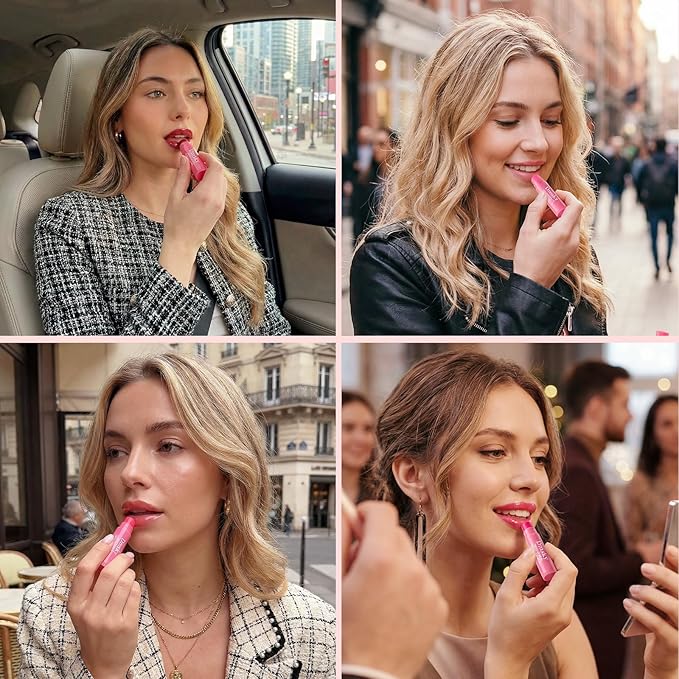Dmsky 16 Pack Fruity Tinted Lip Balm Bulk,3-In-1 Moisture,Repair and Color Lip Tint Stain,8 Assorted Flavors Lip Balms & Moisturizers Bulk Gifts for Women,0.15 OZ Natural Lip Balm Tinted with Beeswax