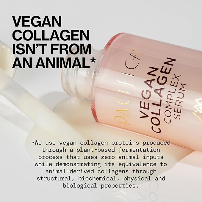 Pacifica Vegan Collagen Complex Face Serum Anti Aging Hydrating Serum w/Hyaluronic Acid for Plumping & Firming Collagen Boosting Facial Serum for Fine Lines & Wrinkles Clean Dermatologist Tested