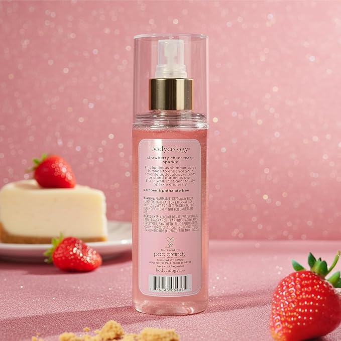 Bodycology Fragrance Shimmer Mist, Strawberry Cheesecake, 6 fl oz
